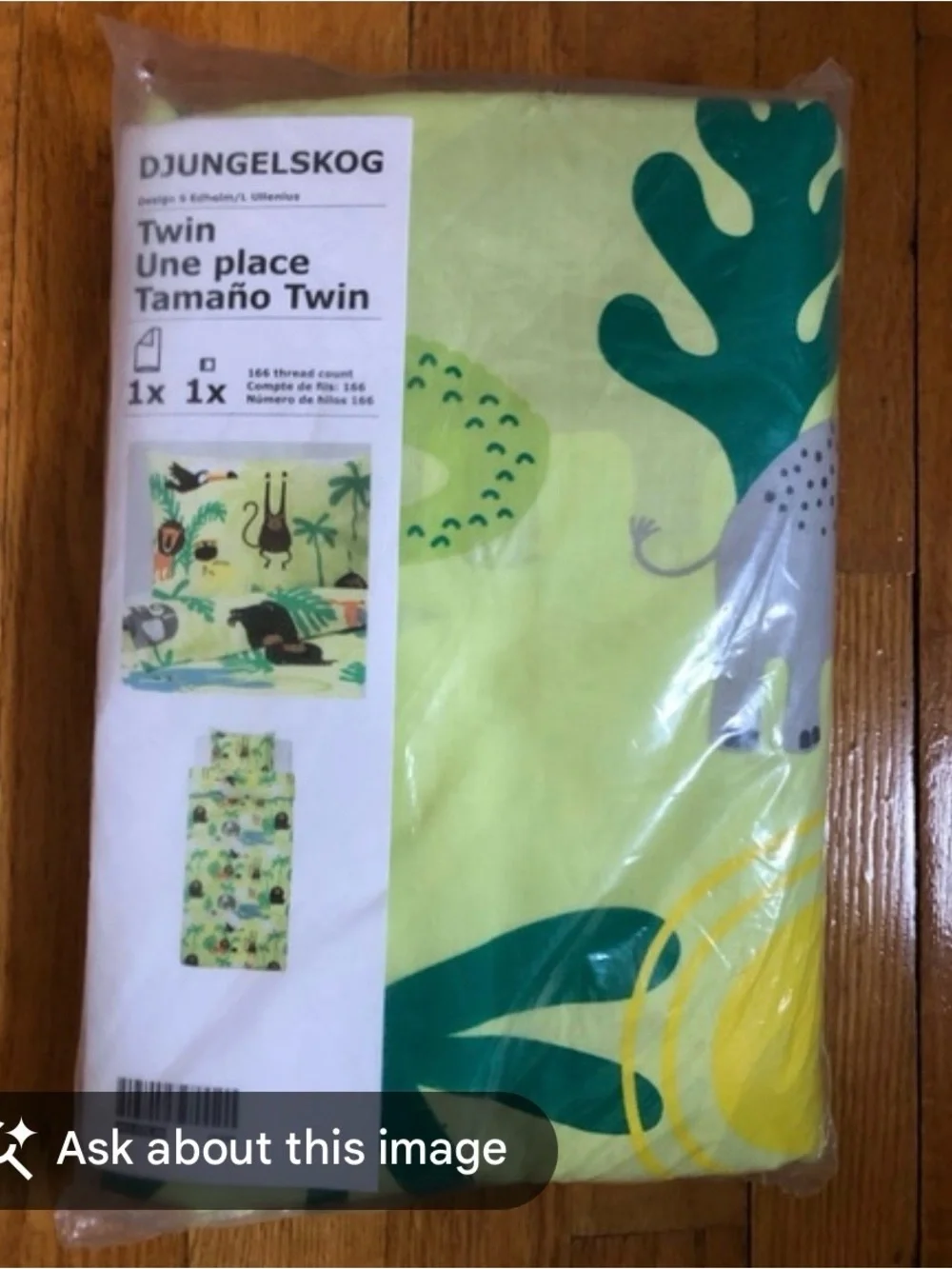 IKEA Multicolor Jungle Animal Cotton Duvet Cover w/Yellow & Blue Accents | Twin